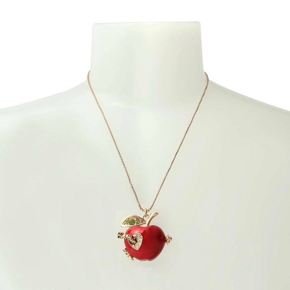 Betsy Johnson Red apple slider necklace